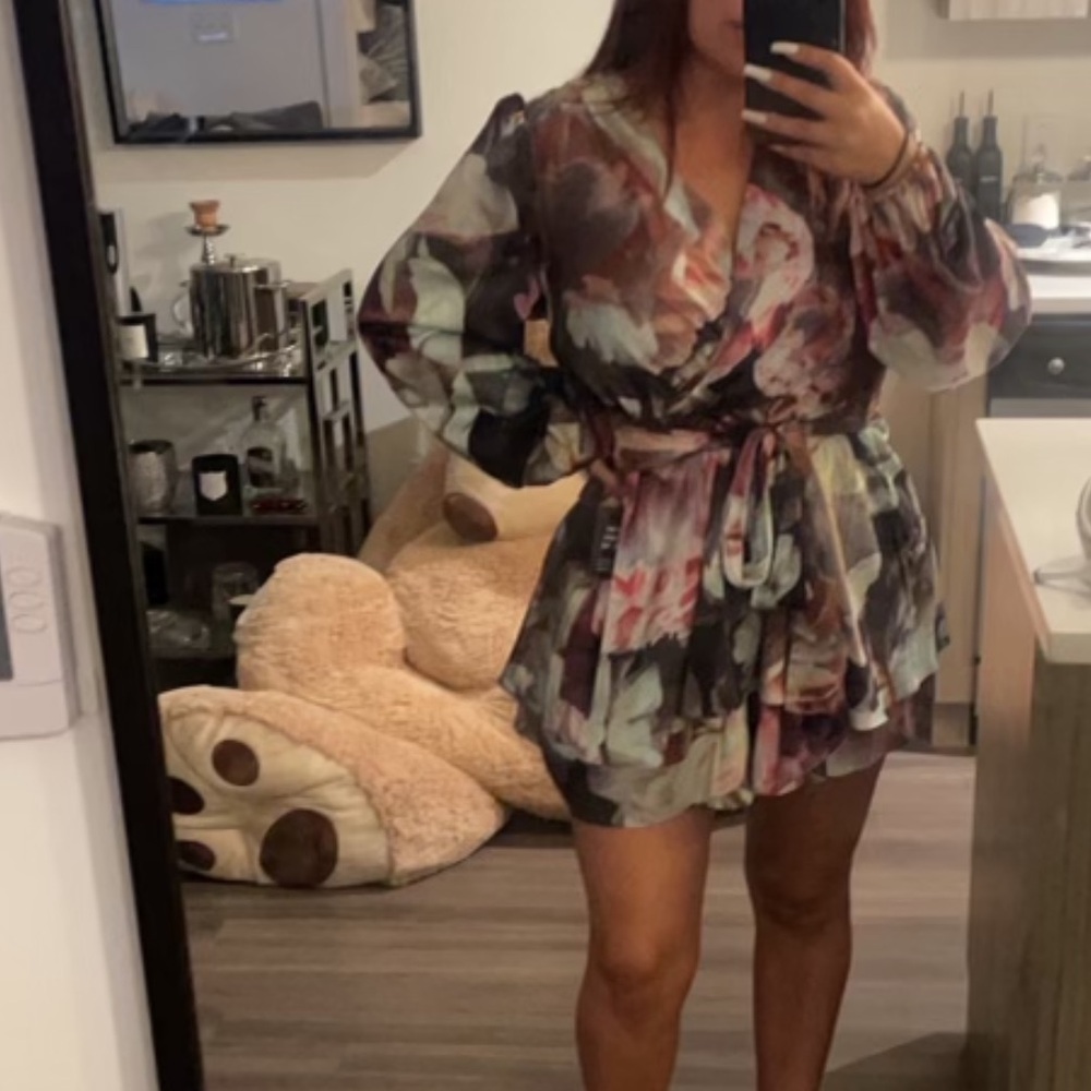 Express Multicolor Floral Wrap ruffle skort